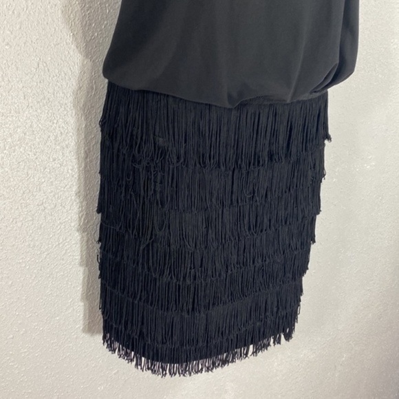 Cache black fringe tiered skirt blouson halter dress 4 D3 - Picture 5 of 11